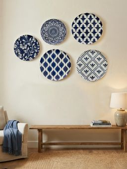 Nestroots - Indigo Mosaic Metallic Wall Plates (Pack of 5)