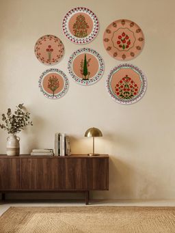 Nestroots - Ethnic Floral Mandala Metallic Wall Plates (Pack of 6)