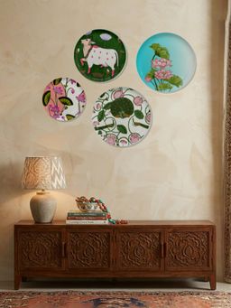 Nestroots - Tropical Bird & Blossom Metallic Wall Plates (Pack of 4)