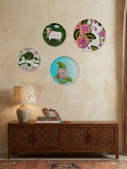 Nestroots - Flamingo Garden Metallic Wall Plates (Pack of 4)