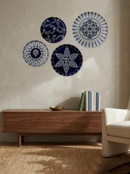 Nestroots - Royal Blue Starburst Metallic Wall Plates (Pack of 4)