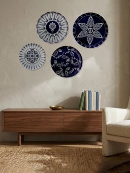 Nestroots - Indigo Starburst Metallic Wall Plates (Pack of 4)