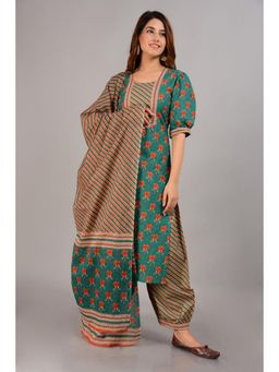 Biba - Turquoise Cotton Unstitched Suit (Set of 3)