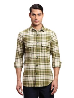 ColorPlus - Regular Fit Checks Medium Green Shirt