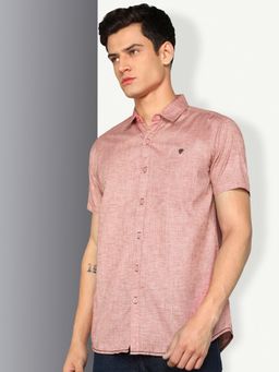 KUONS AVENUE - Peach Men'S Lyocell Half Sleeve Casual Shirt