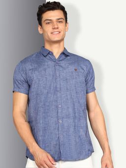 KUONS AVENUE - Navy Blue Men'S Lyocell Half Sleeve Casual Shirt