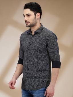 Park Avenue - Slim Fit Abstract Black Shirt