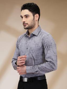 Park Avenue - Slim Fit Printed Dark Grey Shirt