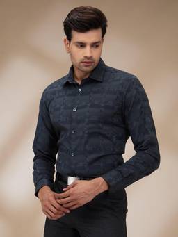 Park Avenue - Slim Fit Structure Dark Blue Shirt