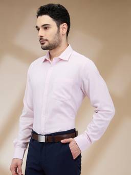 Park Avenue - Regular Fit Structure Medium Pink Shirt
