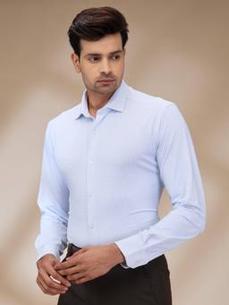 Park Avenue - Slim Fit Printed Light Blue Shirt