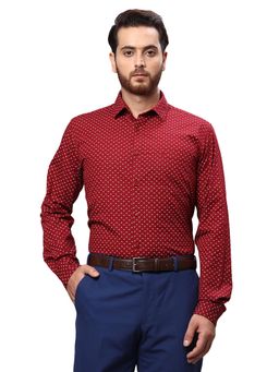 Raymond - Slim Fit Printed Dark Red Shirt