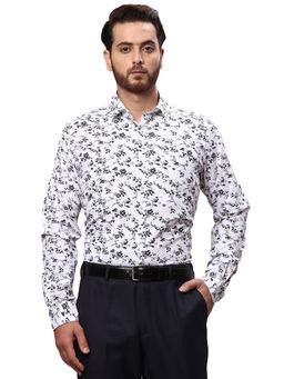 Parx - Slim Fit Floral White Shirt