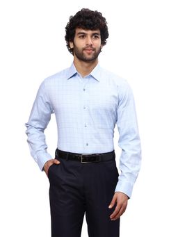 Raymond - Slim Fit Checks Medium Blue Shirt