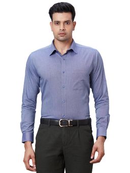 Parx - Slim Fit Textured Dark Blue Shirt