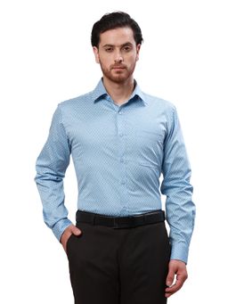 Raymond - Slim Fit Printed Light Blue Shirt