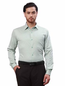 Parx - Slim Fit Printed Light Green Shirt