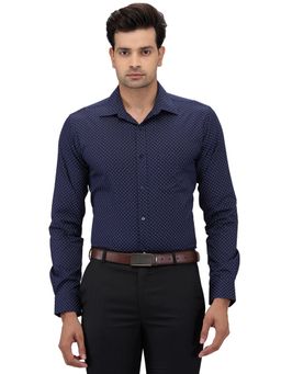 Raymond - Slim Fit Printed Dark Blue Shirt