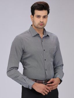 Raymond - Slim Fit Printed Grey Shirt