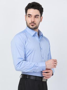 Parx - Slim Fit Self Design Medium Blue Shirt