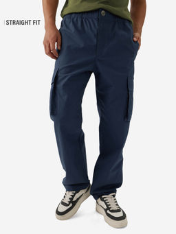 The Souled Store - Ripstop Navy Blue Men Cargo Pants