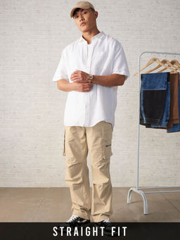 The Souled Store - Solids Creamy Beige Men Parachute Pants