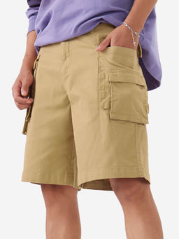 The Souled Store - Solids Cedar Beige Men Cargo Shorts