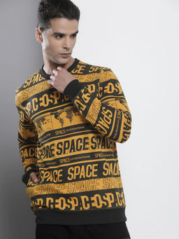The Indian Garage Co - Men Mustard Regular Fit Crew Neck Overhead Sweatshirt