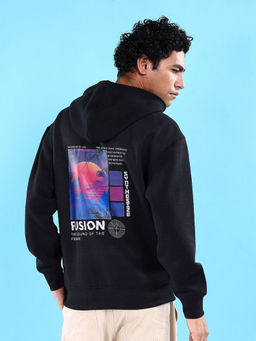 The Indian Garage Co - Men Black Regular Fit Overhead Hoodie