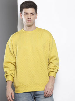 The Indian Garage Co - Men Yellow Oversized Fit Crew Neck Sweatshirt