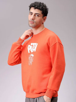 The Indian Garage Co - Men Orange Relaxed Fit Crew Neck Sweatshirt