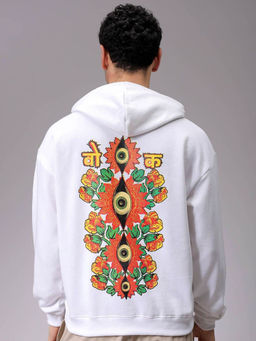 The Indian Garage Co - Men White Oversized Fit Overhead-Hoodie