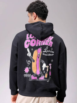 The Indian Garage Co - Men Black Relaxed Fit Overhead Hoodie