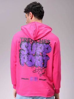 The Indian Garage Co - Men Pink Typography Regular Fit Overhead Hoodie