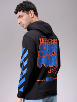 The Indian Garage Co - Men Black Typography Regular Fit Overhead Hoodie