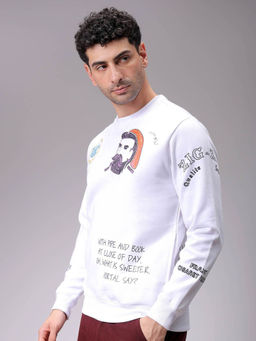 The Indian Garage Co - Men White Regular Fit Crew Neck Overhead Sweatshirt