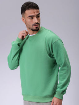 The Indian Garage Co - Men Green Oversized Fit Crew Neck Overhead Sweatshirt