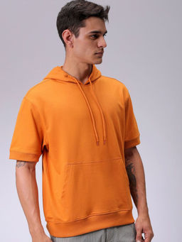 The Indian Garage Co - Men Orange Oversized Fit Overhead Hoodie