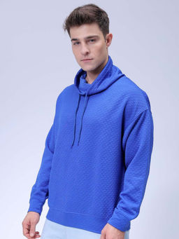 The Indian Garage Co - Men Blue Relaxed Fit Cowl Neck Overhead Sweatshirt