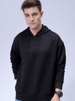 The Indian Garage Co - Men Black Relaxed Fit Overhead Hoodie