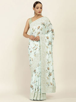 Soch - Embellished Chiffon Saree with Unstitched Blouse