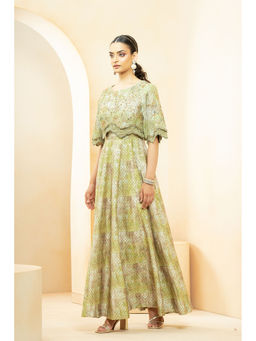 STUDIO BAGECHAA - Qurbat Olive Maxi Dress (Set of 2)