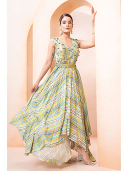 STUDIO BAGECHAA - Inaya Green Maxi Dress (Set of 2)
