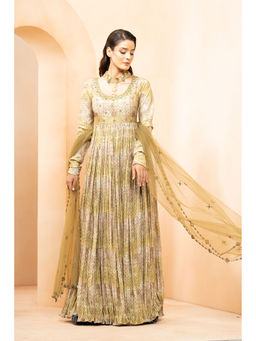 STUDIO BAGECHAA - Mumtaaz Green Maxi Dress (Set of 2)