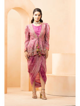 STUDIO BAGECHAA - Shafaq Magenta Maxi Dress (Set of 2)