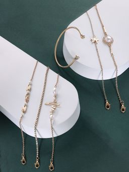 Zaveri Pearls - Set of 6 Gold Tone Contemporary Stack Bracelets-ZPFK15097