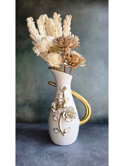 Sun Mun Decors - White Ceramic Jar Shaped Vase