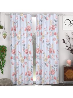 CHHAVI INDIA - Elegant Floral Semi-Transparent Door Curtains (Pack Of 2)
