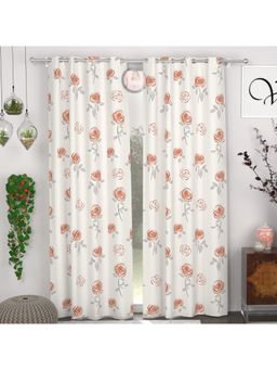 CHHAVI INDIA - 7Ft Floral Semi-Transparent Door Curtains (Pack Of 2)