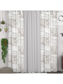 CHHAVI INDIA - Polyester 7Ft Semi-Transparent Abstract Door Curtains (Pack Of 3)